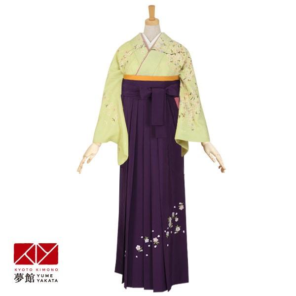 卒業式 袴レンタル 先生 教員 訪問着袴 フルセット 上品 黄緑　枝桜 HG186