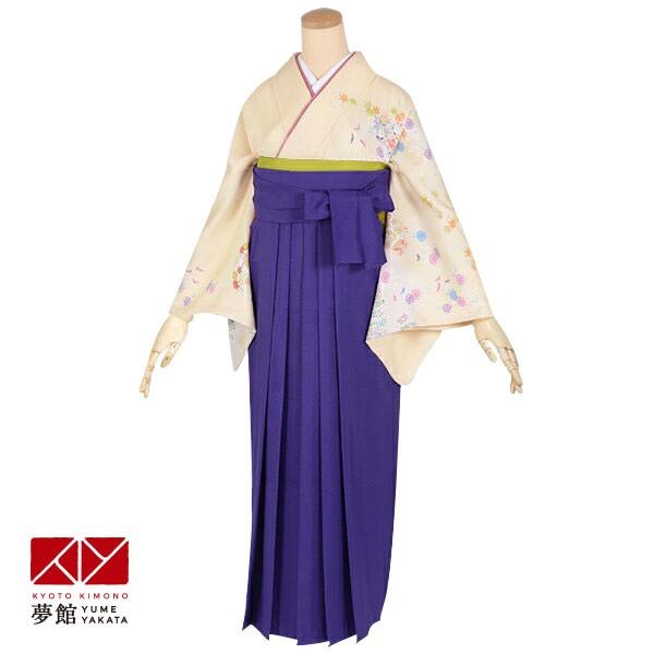 卒業式 袴レンタル 先生 教員 訪問着袴 フルセット 上品 クリーム　熨斗目と扇面に四季花 HG191