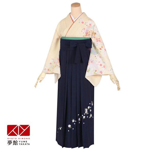 卒業式 袴レンタル 先生 教員 訪問着袴 フルセット 上品 クリーム　花丸と小花(H1163) HG193