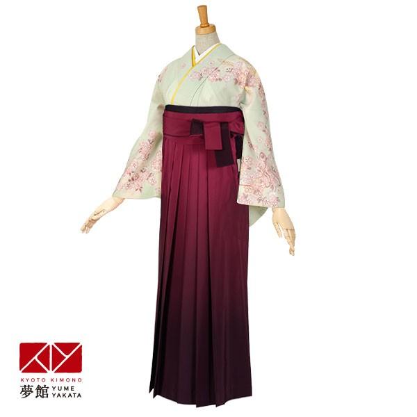 卒業式 袴レンタル 先生 教員 訪問着袴 フルセット 上品 ジャパンスタイル 薄グリーン　さくら HG198