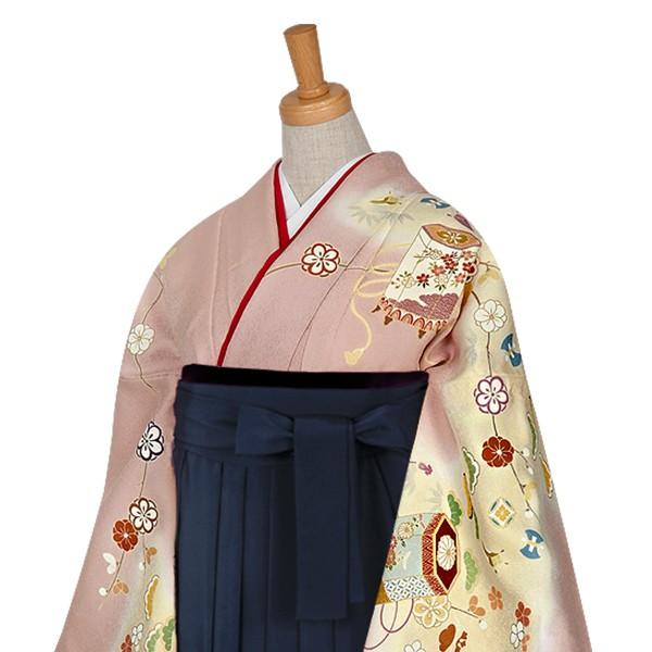 卒業式 袴レンタル 先生 教員 訪問着袴 フルセット 上品 ピンク　貝桶に宝尽くし HG236_2