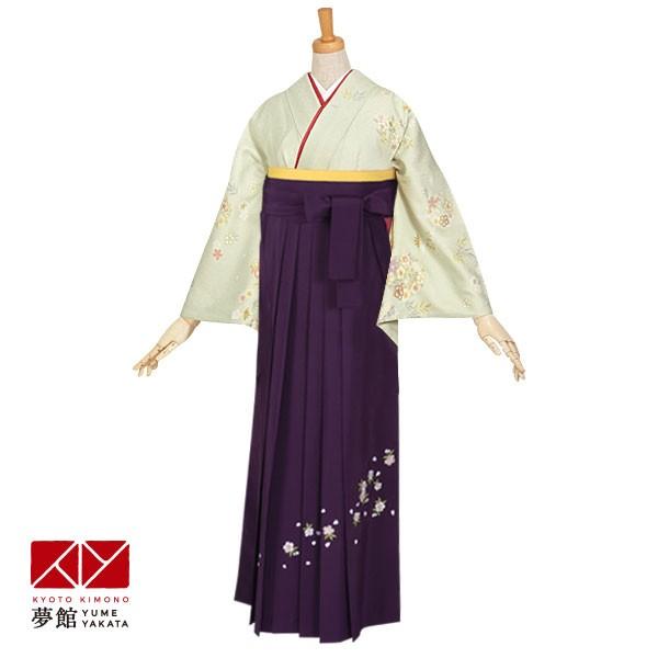 卒業式 袴レンタル 先生 教員 訪問着袴 フルセット 上品 グリーン　雲取りぼかし梅花文 HG265