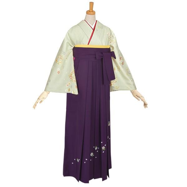 卒業式 袴レンタル 先生 教員 訪問着袴 フルセット 上品 グリーン　雲取りぼかし梅花文 HG265_1