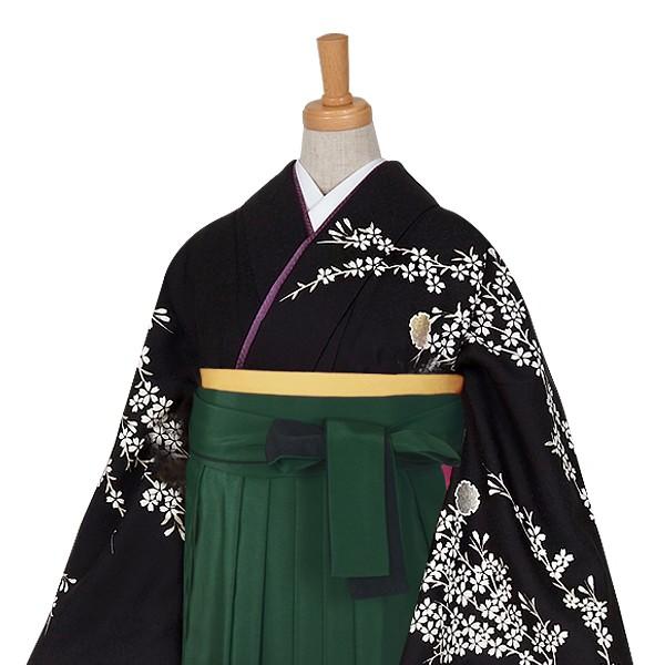 卒業式 袴レンタル 先生 教員 訪問着袴 フルセット 上品 黒　夜桜（H658） HG310_2