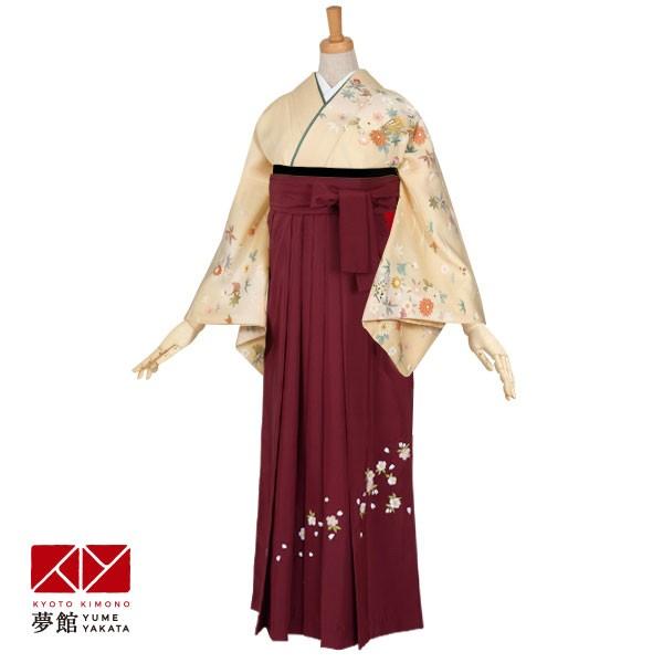 卒業式 袴レンタル 先生 教員 訪問着袴 フルセット 上品 クリーム　露芝吹き寄せに扇面 HG313