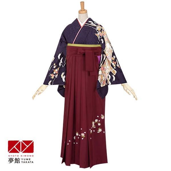 卒業式 袴レンタル 先生 教員 訪問着袴 フルセット 上品 紺　吉祥松に四季花 HG325