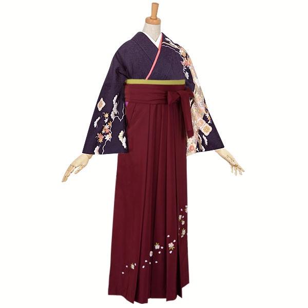 卒業式 袴レンタル 先生 教員 訪問着袴 フルセット 上品 紺　吉祥松に四季花 HG325_1