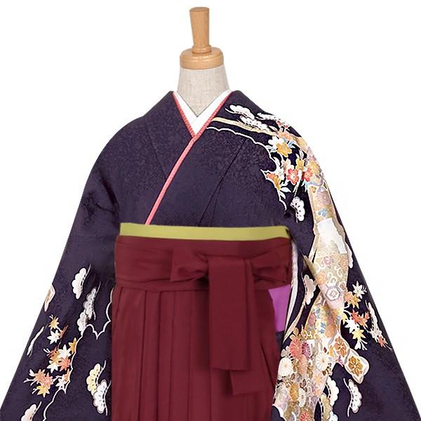 卒業式 袴レンタル 先生 教員 訪問着袴 フルセット 上品 紺　吉祥松に四季花 HG325_2