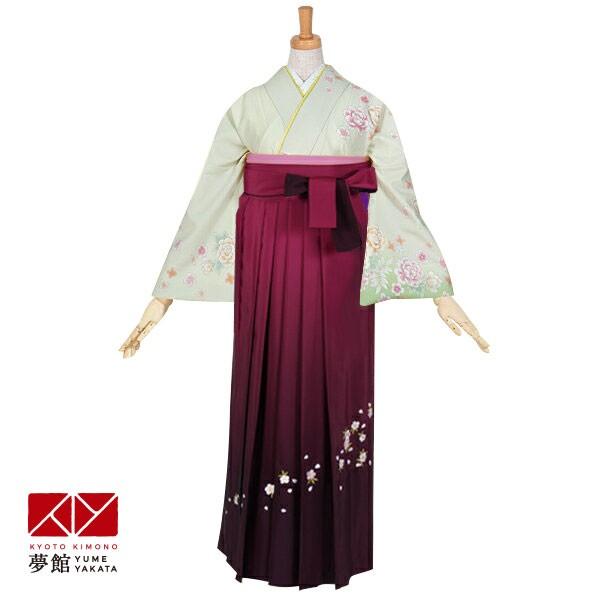 卒業式 袴レンタル 先生 教員 訪問着袴 フルセット 上品 ジャパンスタイル グリーン　牡丹と藤の花(H662) HG344