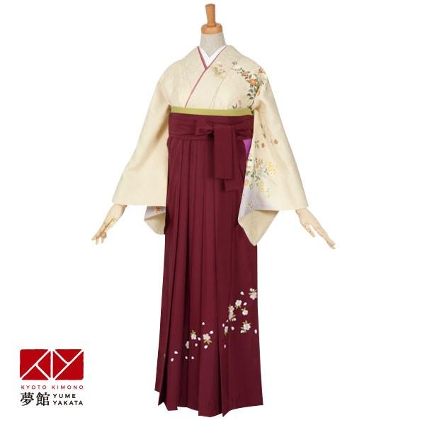 卒業式 袴レンタル 先生 教員 訪問着袴 フルセット 上品 クリーム　四季庭園 HG362