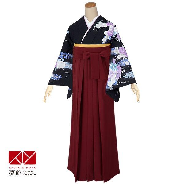 卒業式 袴レンタル 先生 教員 訪問着袴 フルセット 上品 黒　百合に八重桜(H1164) HG473
