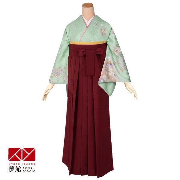 卒業式 袴レンタル 先生 教員 訪問着袴 フルセット 上品 グリーン　梅取り四季の花 HG509
