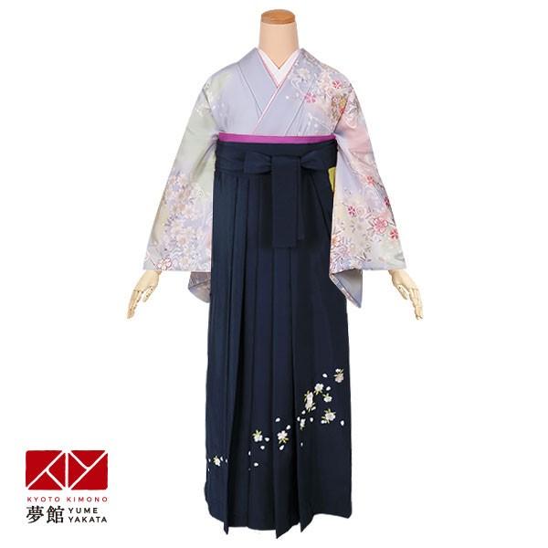 卒業式 袴レンタル 先生 教員 訪問着袴 フルセット 上品 薄群青　雪輪桜流水 HG548