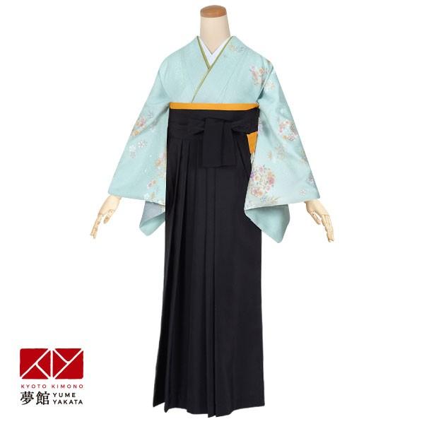 卒業式 袴レンタル 先生 教員 訪問着袴 フルセット 上品 水色　花の丸雪輪芝草 HG572