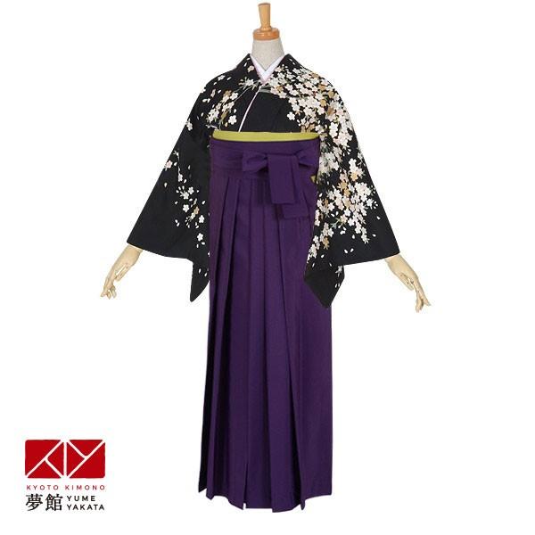卒業式 袴レンタル 先生 教員 訪問着袴 フルセット 上品 黒　満開のしだれ桜 HG603