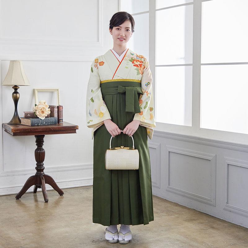卒業式 袴レンタル 先生 教員 訪問着袴 フルセット 上品 ジャパンスタイル 黄色　貝桶と花に宝尽し HG768_1