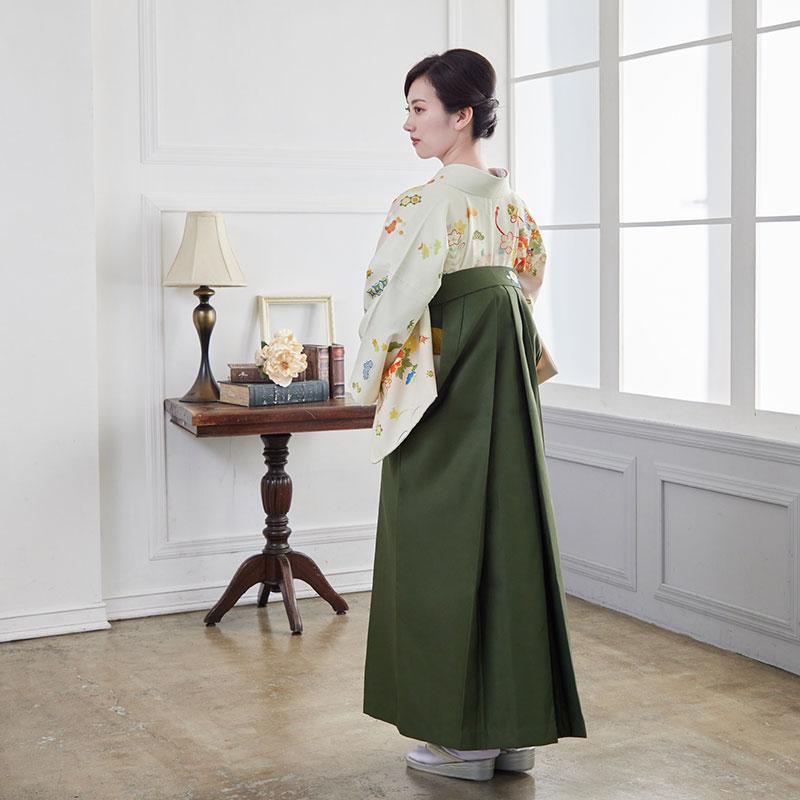 卒業式 袴レンタル 先生 教員 訪問着袴 フルセット 上品 ジャパンスタイル 黄色　貝桶と花に宝尽し HG768_2