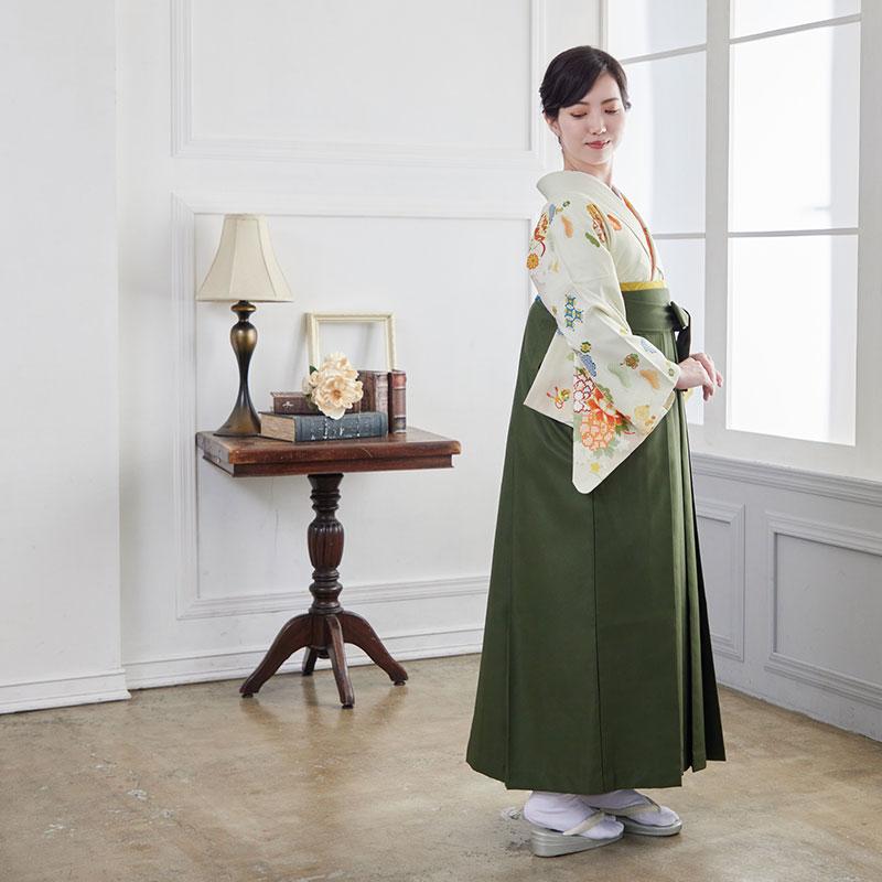 卒業式 袴レンタル 先生 教員 訪問着袴 フルセット 上品 ジャパンスタイル 黄色　貝桶と花に宝尽し HG768_4