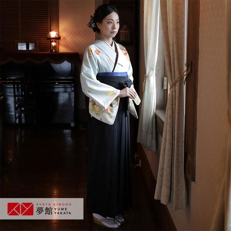 卒業式 袴レンタル 先生 教員 訪問着袴 フルセット 上品 ジャパンスタイル 青鼠色　貝桶と花に宝尽し HG770