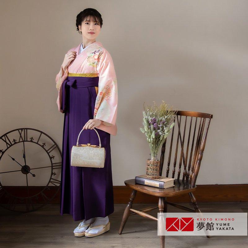 卒業式 袴レンタル 先生 教員 訪問着袴 フルセット 上品 ジャパンスタイル ピンク　雲取に花の丸(h774) HG771