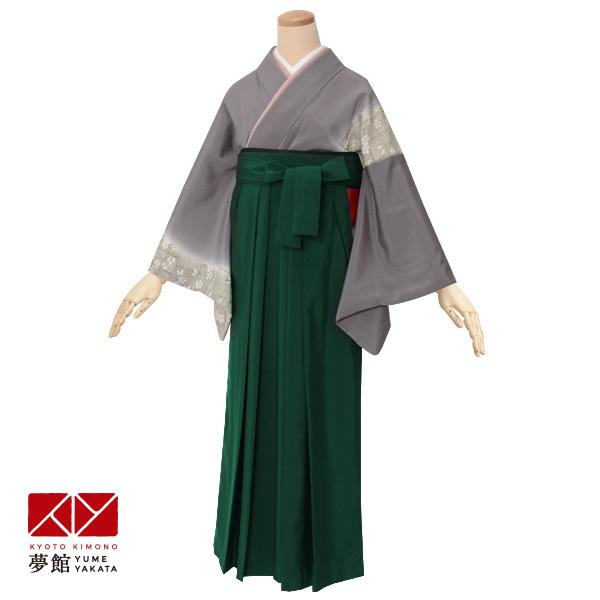 卒業式 袴レンタル 先生 教員 訪問着袴 フルセット 上品 グレー　鹿の子格子に桜 HG815