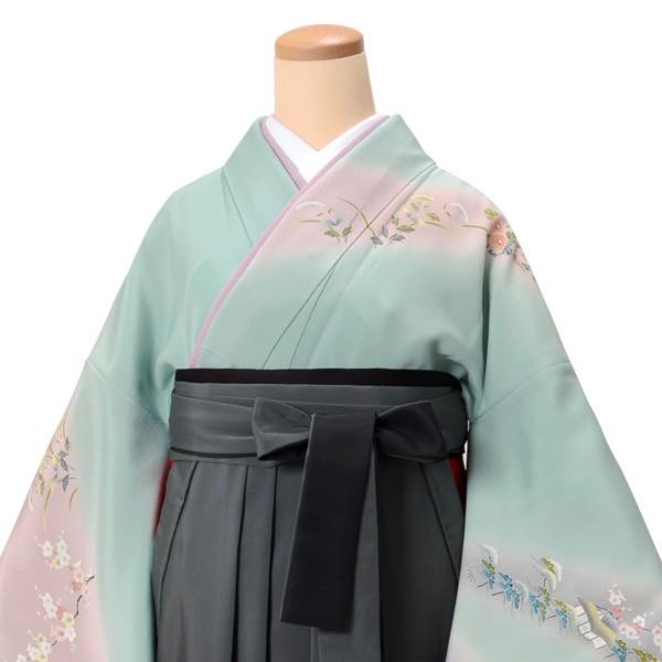 卒業式 袴レンタル 先生 教員 訪問着袴 フルセット 上品 青緑　風景文様 HG816_3