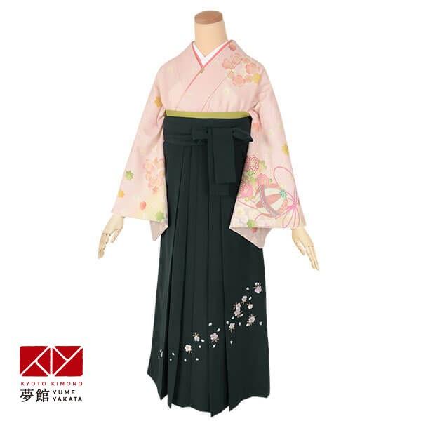 卒業式 袴レンタル 先生 教員 訪問着袴 フルセット 上品 ピンク　毬に桜と花の丸 HG826
