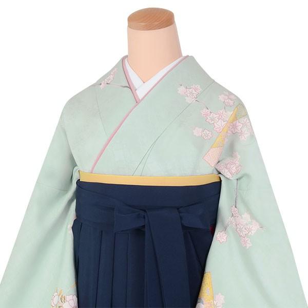 卒業式 袴レンタル 先生 教員 訪問着袴 フルセット 上品 薄浅葱　牡丹楓に色紙 HG833_3