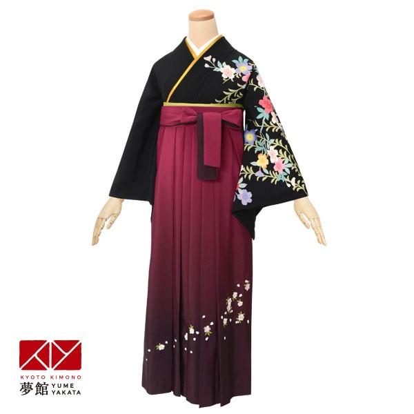 卒業式 袴レンタル 先生 教員 訪問着袴 フルセット 上品 黒　彩り桜 HG843