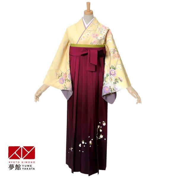 卒業式 袴レンタル 先生 教員 訪問着袴 フルセット 上品 ジャパンスタイル 淡黄　鴛鴦に花 HG876