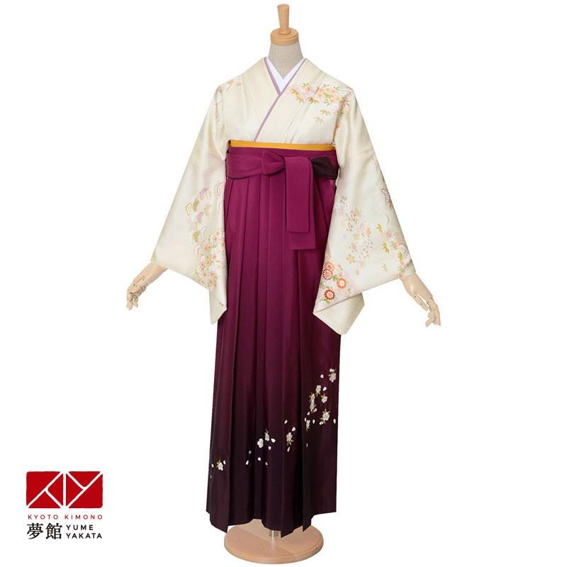 卒業式 袴レンタル 先生 教員 薄クリーム 貝桶に花上品 訪問着袴セット HG881