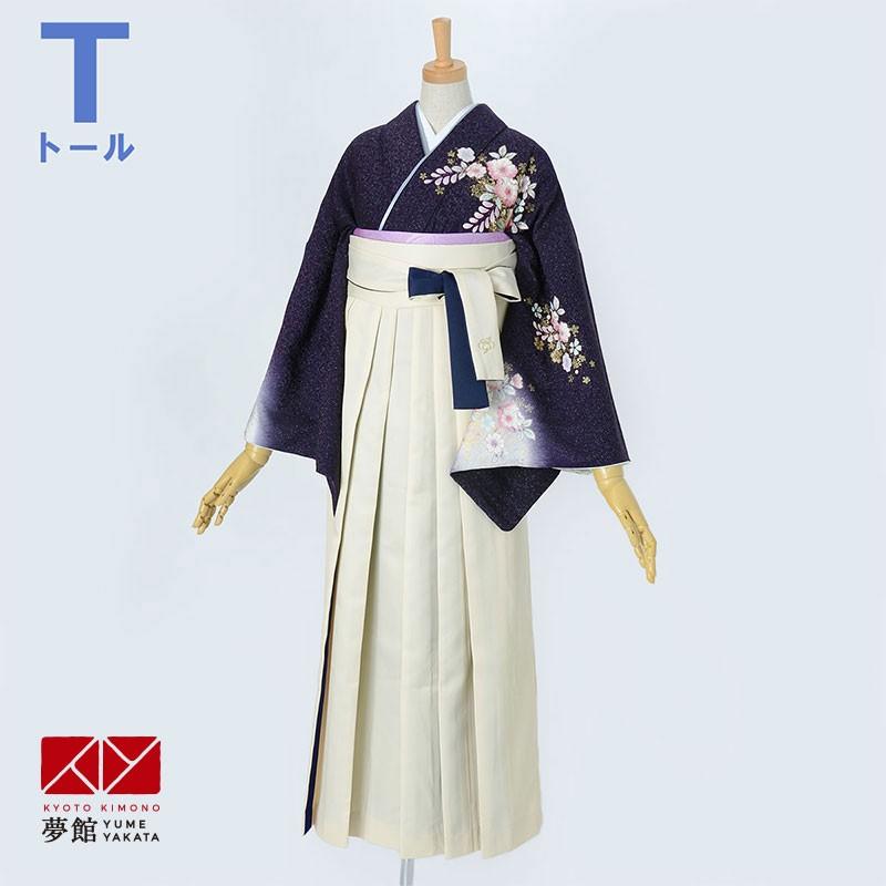 卒業式 袴レンタル 先生 教員 訪問着袴 フルセット 上品 紫紺　辻が花文様 HG933