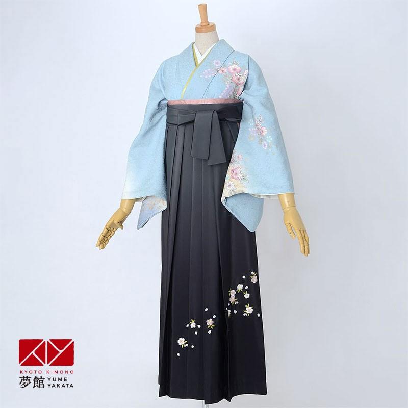 卒業式 袴レンタル 先生 教員 訪問着袴 フルセット 上品 水色 辻が花文様(H944) HG987
