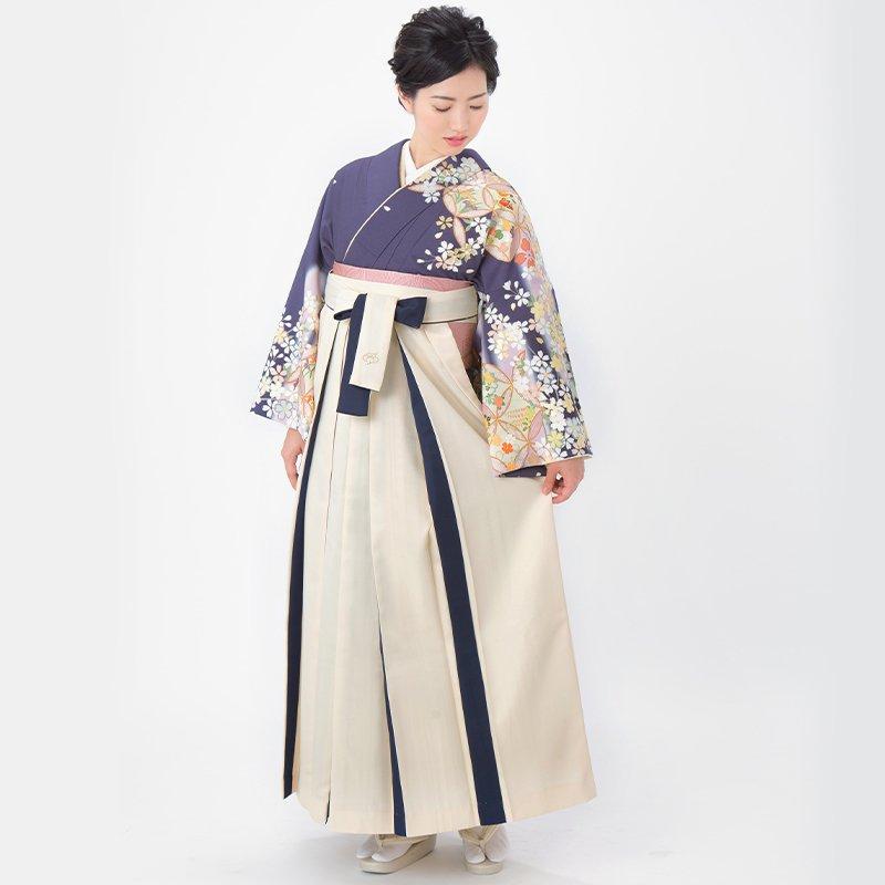卒業式 袴レンタル 先生 教員 訪問着袴 フルセット 上品 ジャパンスタイル 藤鼠　桜に七宝(H948) HG996_1