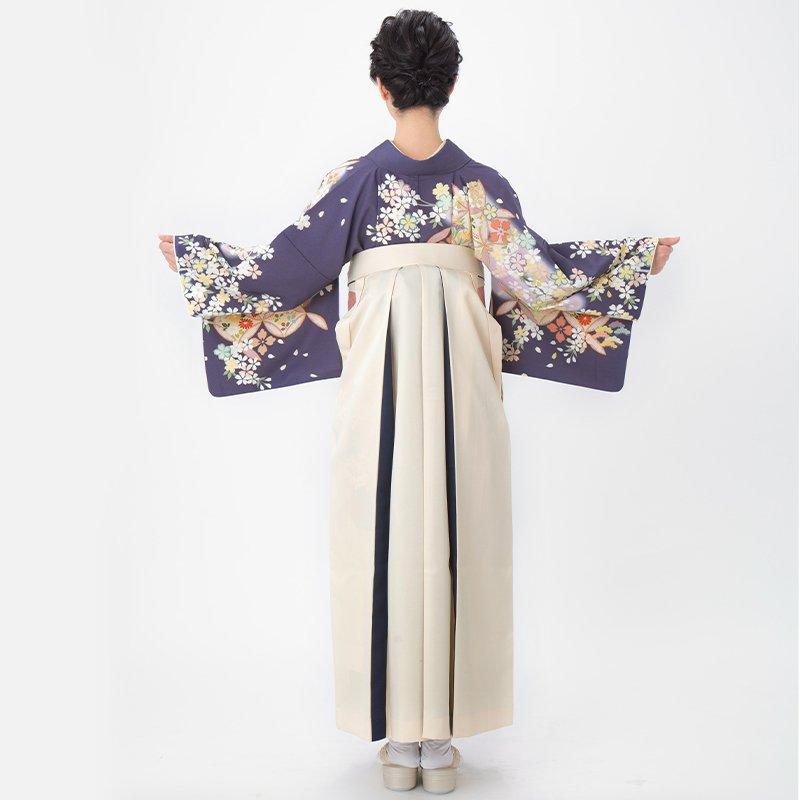 卒業式 袴レンタル 先生 教員 訪問着袴 フルセット 上品 ジャパンスタイル 藤鼠　桜に七宝(H948) HG996_3