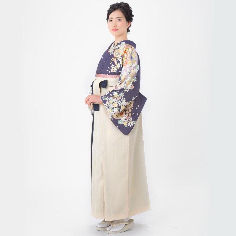 卒業式 袴レンタル 先生 教員 訪問着袴 フルセット 上品 ジャパンスタイル 藤鼠　桜に七宝(H948) HG996_5