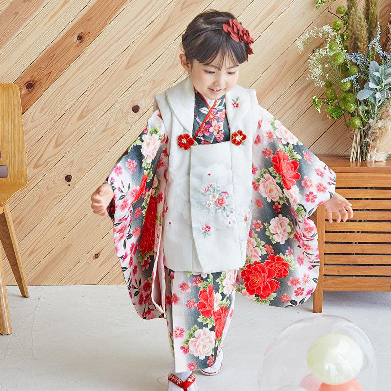 海外 鬼しぼ縮緬 女の子 着物 七五三 型染 子供着物 asakusa.sub.jp