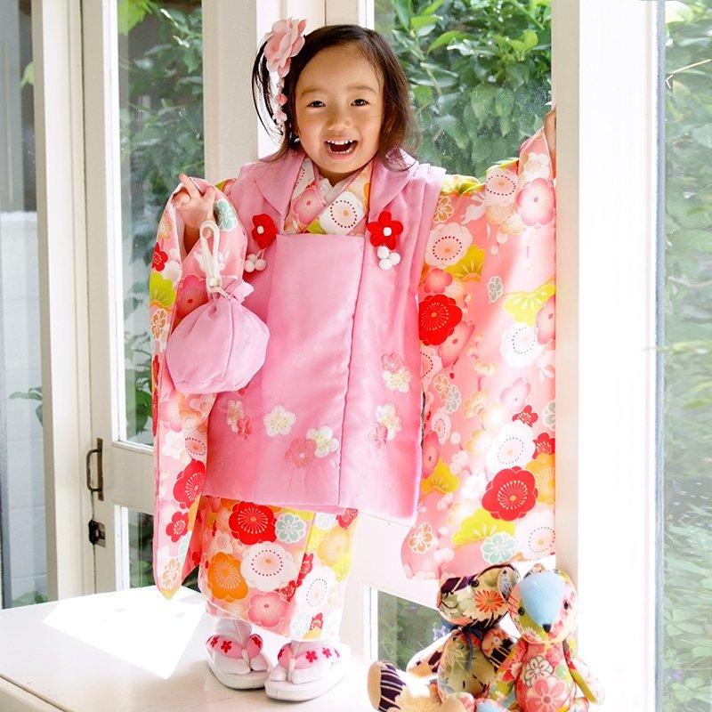 七五三　3歳から5歳の女の子の振袖コーディネート　うさぎさん 七五三 3歳から5歳の女の子の振袖コーディネート うさぎさん