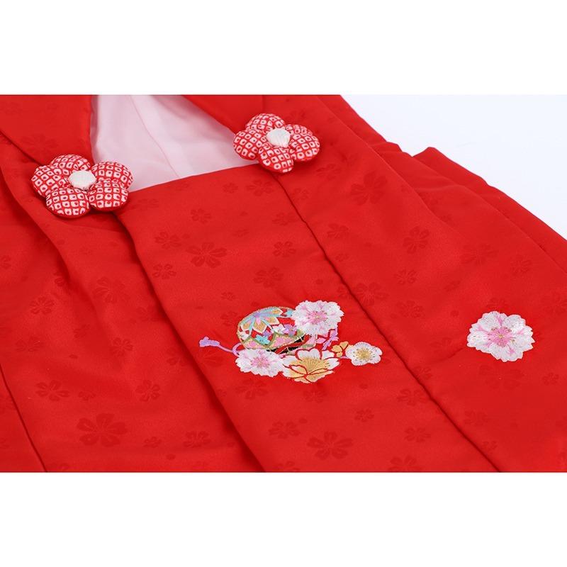 七五三 着物レンタル 3歳 753 女の子 フルセット 被布 赤×黄色・ピンク