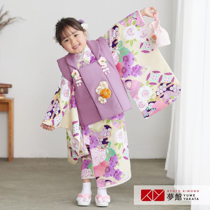 753 七五三 着物レンタル 3歳 女の子 フルセット 被布 クリーム 753 七五三 着物レンタル 3歳 女の子 フルセット 被布 クリーム