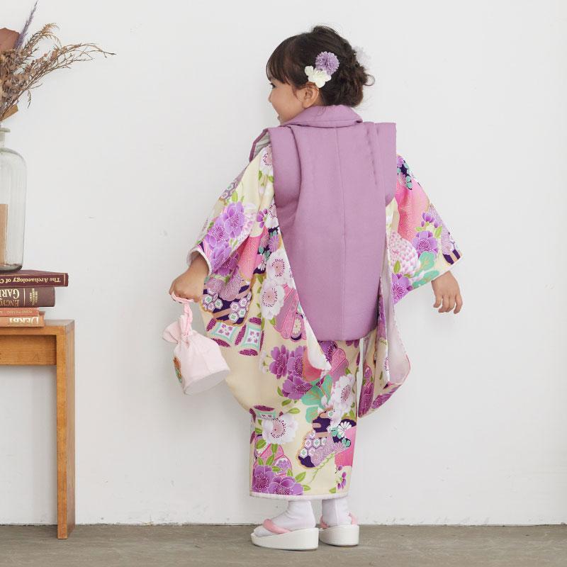 753 七五三 着物レンタル 3歳 女の子 フルセット 被布 クリーム 753 七五三 着物レンタル 3歳 女の子 フルセット 被布 クリーム