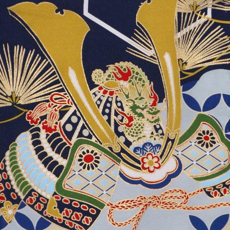 七五三 着物レンタル 3歳 753 男の子 フルセット 被布 白龍×紺鎧兜軍配