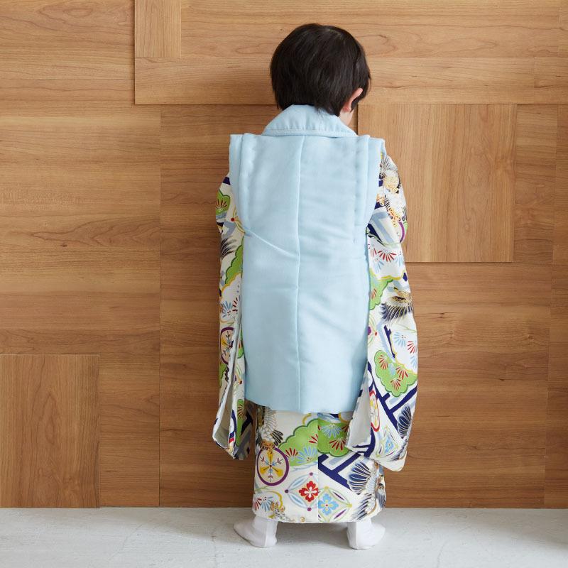 七五三 着物レンタル 3歳 753 男の子 フルセット 被布 水色鷹×クリーム