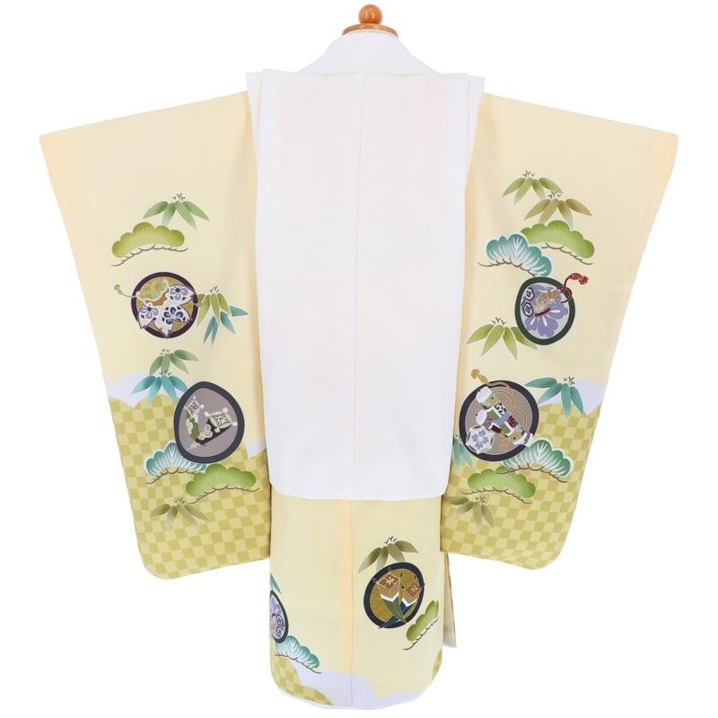 七五三 着物レンタル 3歳 753 男の子 フルセット 被布 白兜×クリーム