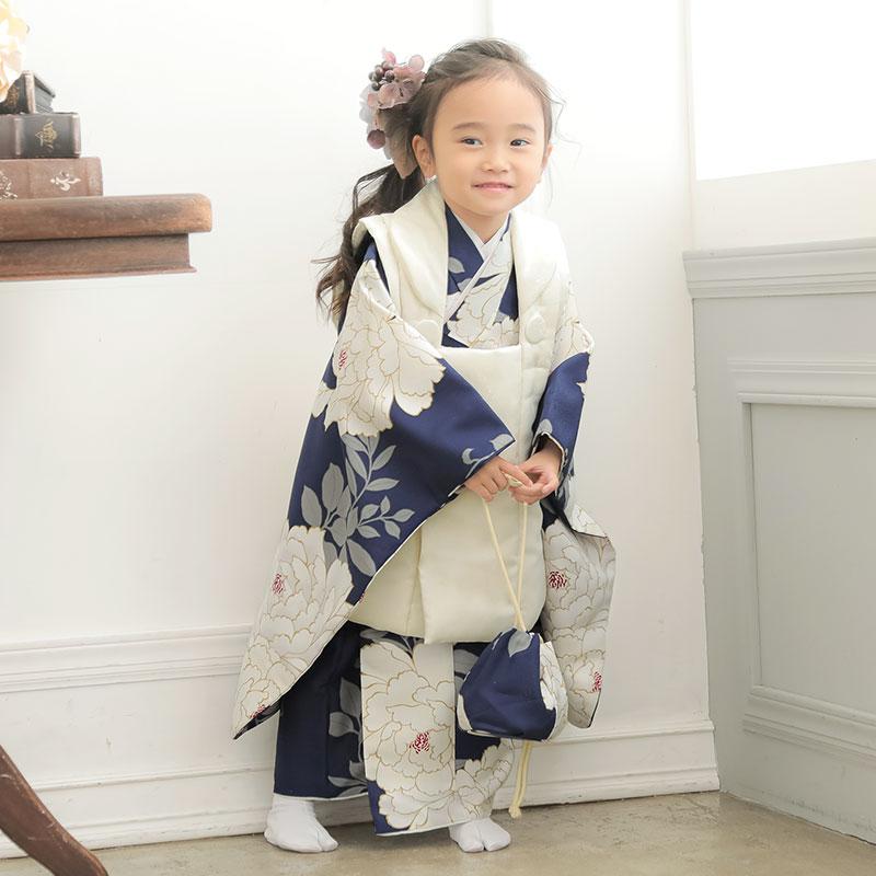 七五三 着物レンタル 3歳 753 女の子 フルセット 被布 オフホワイト