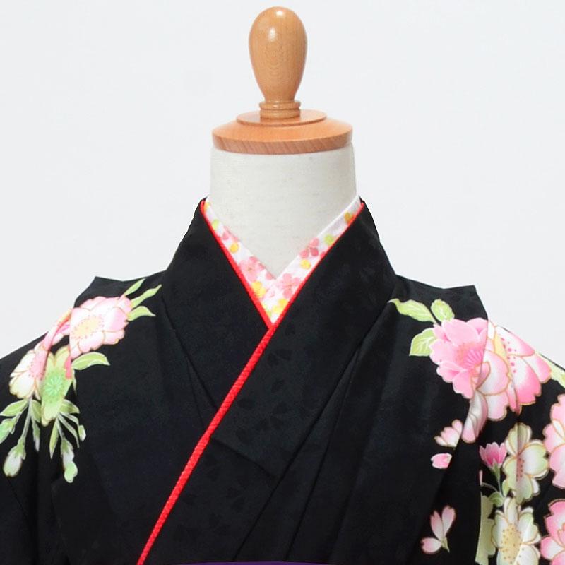 七五三　7歳女の子着物　花柄 黒地 Amazon.co.jp: 七五三7歳女の子花柄×黒着物襦袢小物セット
