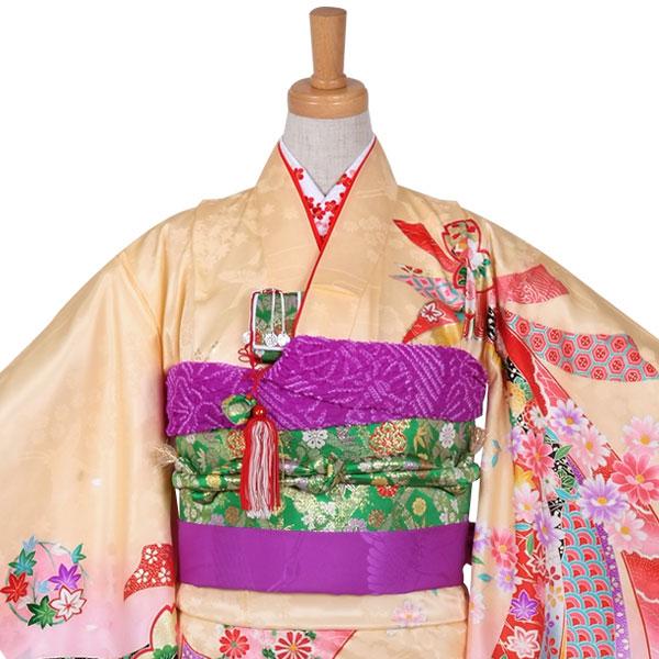 七五三 7歳着物 レンタル フルセット クリーム 花紋に熨斗目☆ 女の子