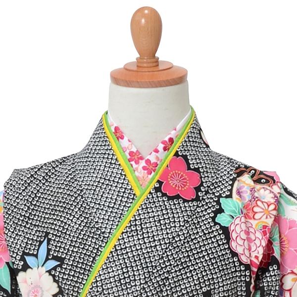 七五三 7歳着物 レンタル フルセット 黒 疋田熨斗目☆ 女の子 七歳 753