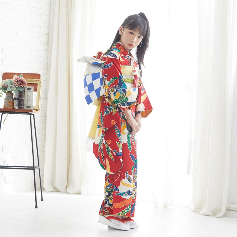 七五三 7歳着物 レンタル フルセット 紅一点 ブランド着物 赤