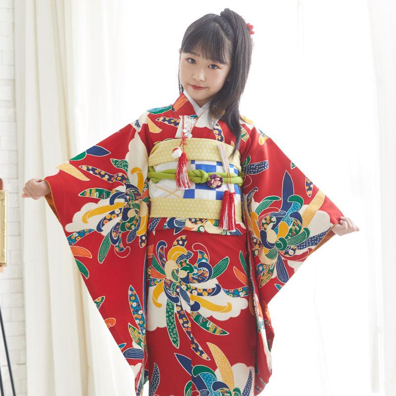 七五三 7歳着物 レンタル フルセット 紅一点 ブランド着物 赤